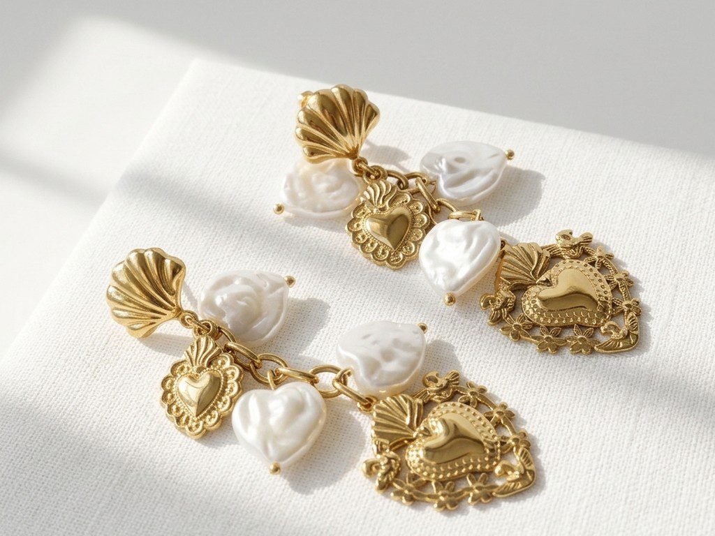 gp hearts earrings pakistan Gold-Plated Steel Heart Dangle Earrings for women in Pakistan by dango