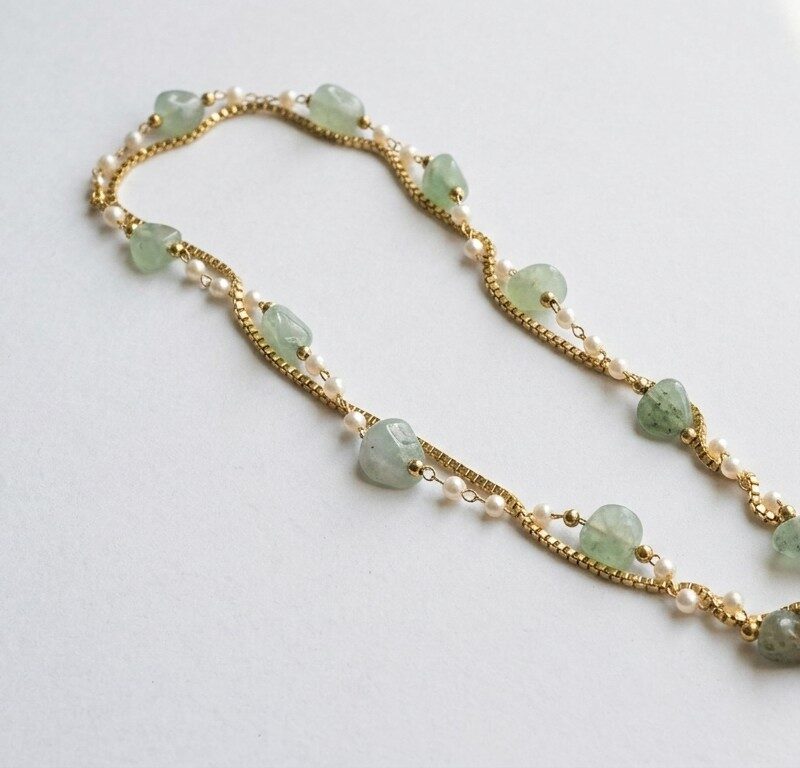 natural green jade Gemstone with Gold-Plated steel Chain For Women in Pakistan by dango