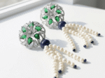 Natural lapis and pearl tassel earrings for women in pakistan by dango