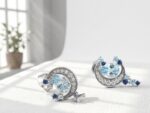 Natural Sapphire and blue topaz Silver Stud Earrings for women in Pakistan by dango
