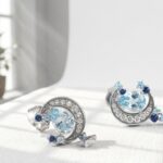 Natural Sapphire and blue topaz Silver Stud Earrings for women in Pakistan by dango
