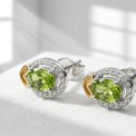 Natural Peridot Gemstone Silver Stud Earrings for women in Pakistan by dango