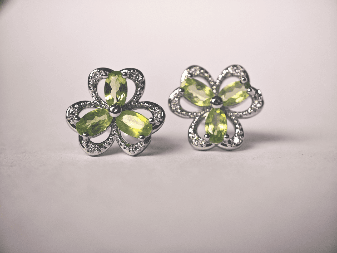peridot fan studs pakistan Natural Peridot gemstone in 925 Silver Stud earrings for women in Pakistan by Dango