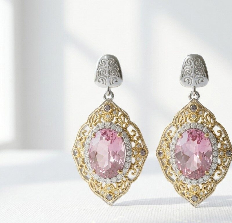 Pink Zircon Statement Earrings for women in Pakistan by dango