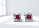 natural ruby gemstone in 925 sterling silver stud earrings for women in Pakistan by dango