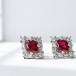 natural ruby gemstone in 925 sterling silver stud earrings for women in Pakistan by dango