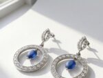 Natural Sapphire Gemstone Silver Earrings for women in Pakistan by dango