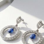 Natural Sapphire Gemstone Silver Earrings for women in Pakistan by dango