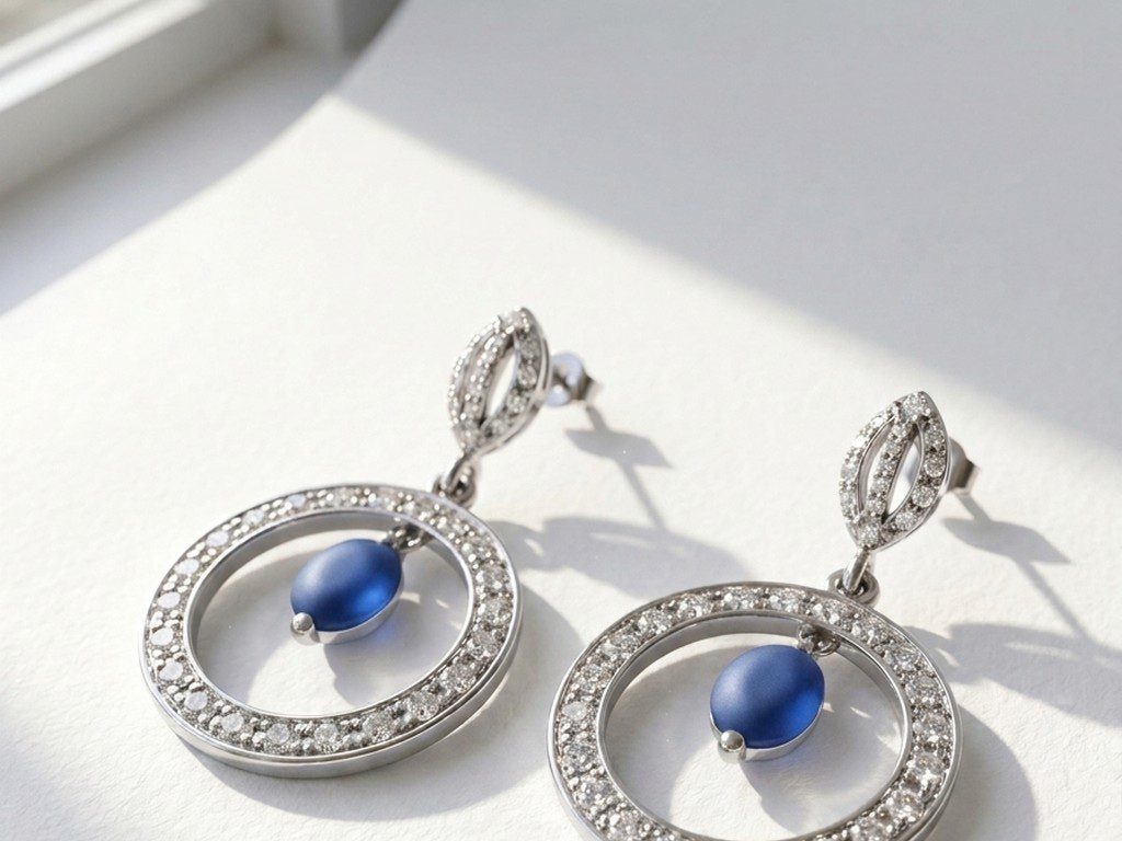 sapphire earrings pakistan Natural Sapphire Gemstone Silver Earrings for women in Pakistan by dango