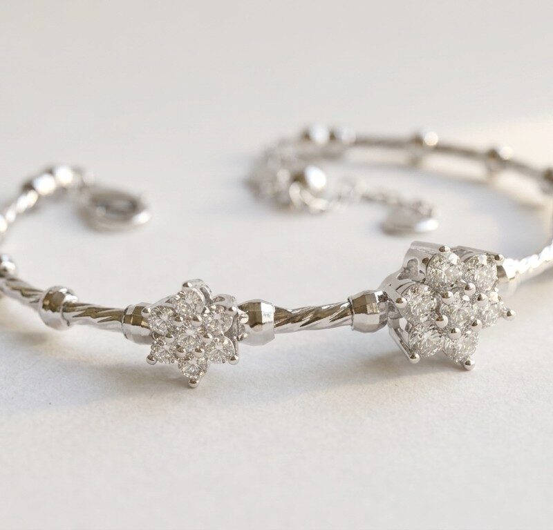 Floral Zircon 925 Silver Bangle for Women in Pakistan by dango