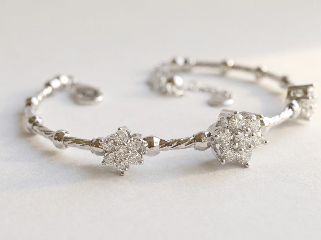 silver bangle pakistan Floral Zircon 925 Silver Bangle for Women in Pakistan by dango