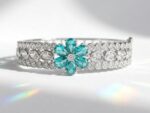 Green Zircon floral bangle for women in pakistan by dango