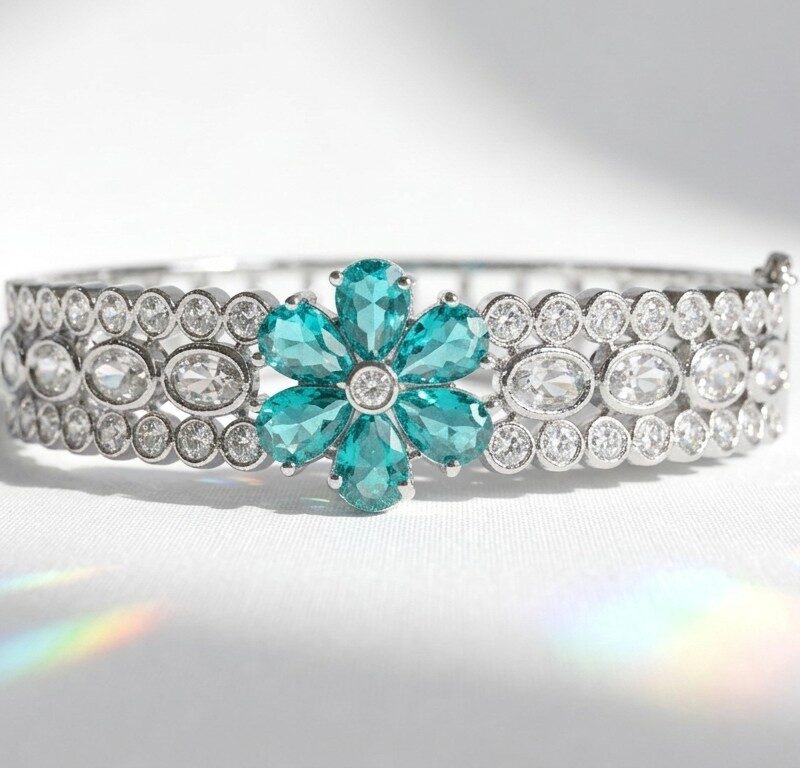 Green Zircon floral bangle for women in pakistan by dango