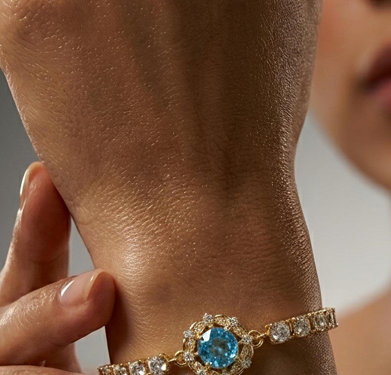 Blue Gold-Plated Zircon Bracelet for women in Pakistan by dango