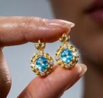 blue zircon gold plated premium jewelry set for women in Pakistan by dango