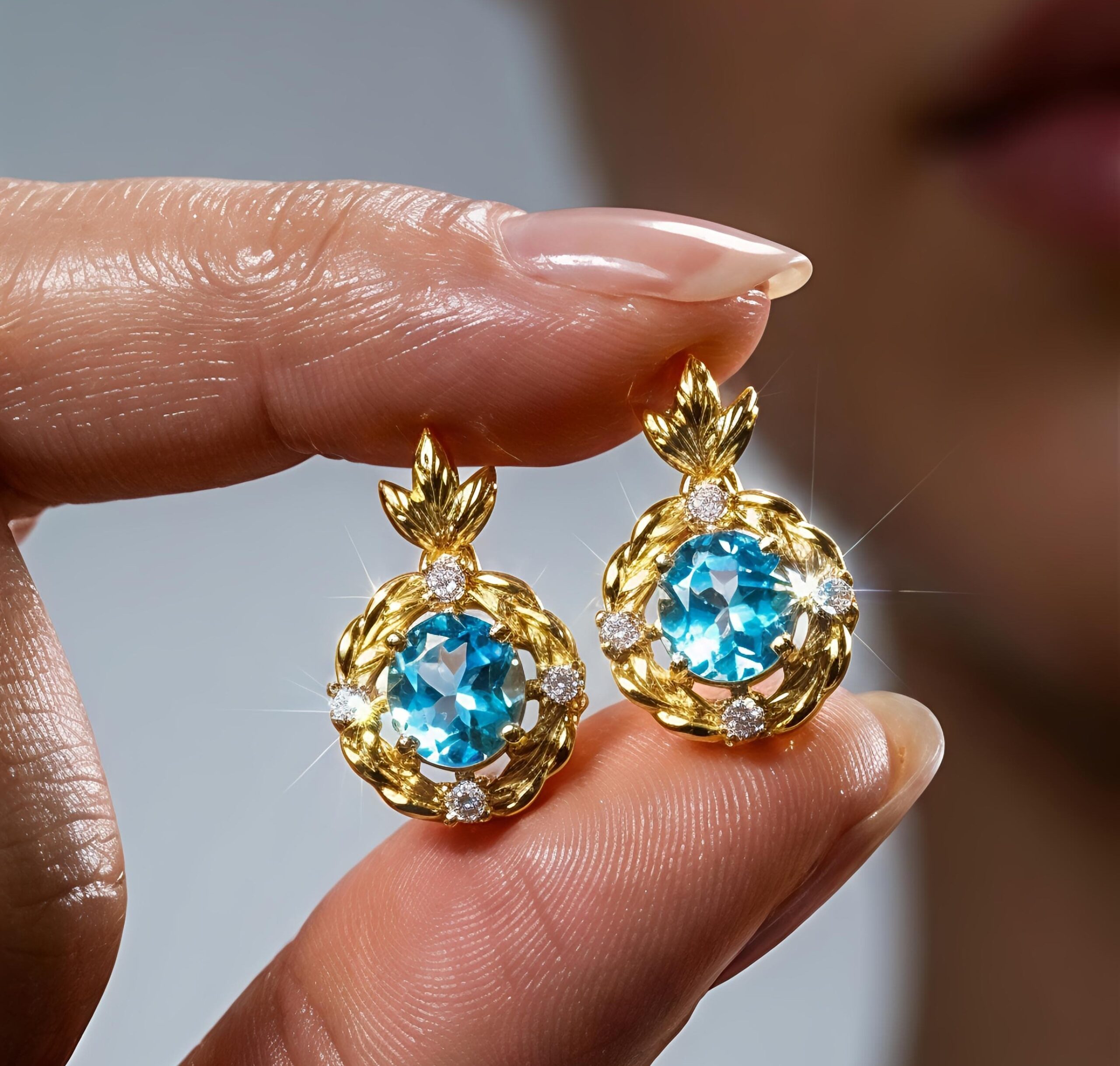 Azure Gold-Plated Zircon set blue zircon gold plated premium jewelry set for women in Pakistan by dango