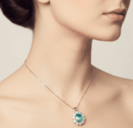 Emerald Glow Halo Pendant Necklace - Image 2