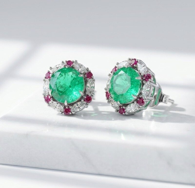 green zircon clip on stud earrings for women in pakistan by dango