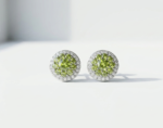 Natural Peridot Gemstone in 925 Silver Stud Earrings for Women in Pakistan by Dango