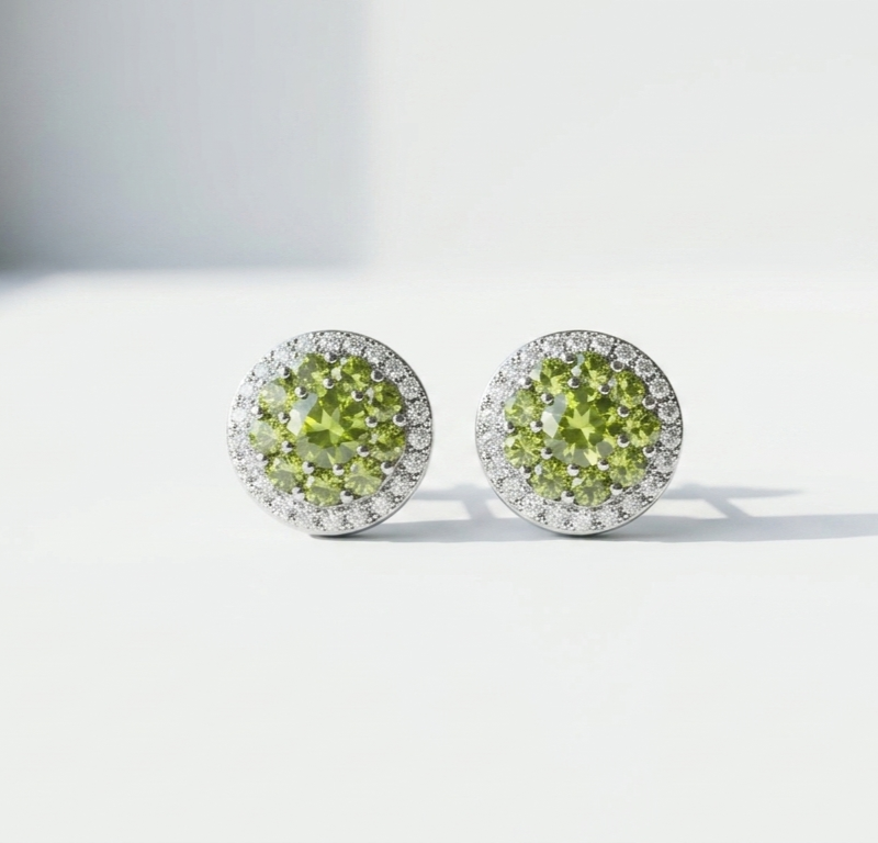 Natural Peridot Gemstone in 925 Silver Stud Earrings for Women in Pakistan by Dango