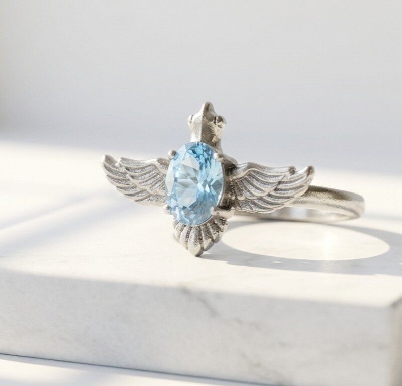 natural Blue Topaz gemstone silver plated Ring for women in Pakistan by dango