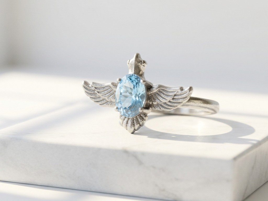 topaz silver ring pakistan natural Blue Topaz gemstone silver plated Ring for women in Pakistan by dango