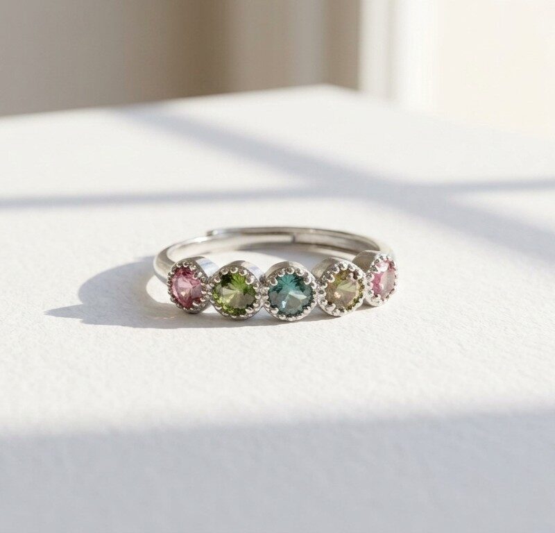 natural Tourmaline gemstone silver plated Ring for women in Pakistan by dango
