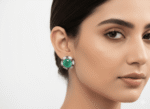 Vintage Emerald Glow Clip-On Studs - Image 2