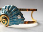 Blue Enamel Shell Bangle (PVD Gold Plated) - Image 3