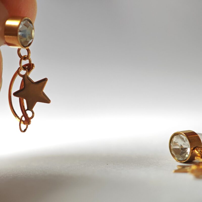 chaand tara gold plated stainless steel minimal earrings for women in pakistan by dango