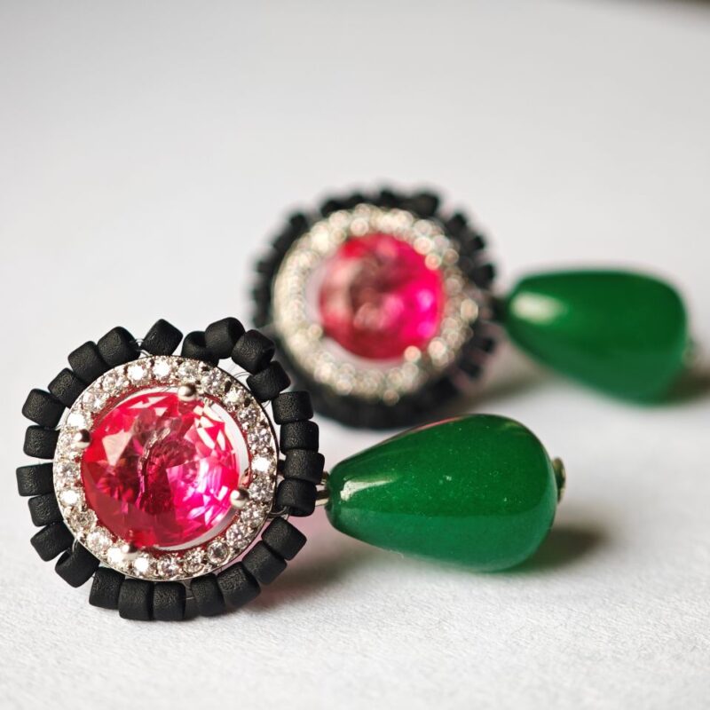 natural green Jade Gemstone Earrings for women in Pakistan by dango