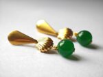 natural green jade in gold plated steel earrings for women in pakistan by dango