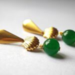natural green jade in gold plated steel earrings for women in pakistan by dango