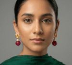 Laal Gul Maple Leaf Ruby Drop Earrings - Image 2