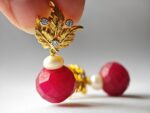 natural ruby and pearl Gemstone Earrings for women in Pakistan by dango