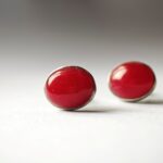 Natural Red Agate gemstone Stud Earrings for women in Pakistan by dango