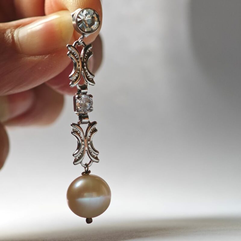 natural pearl stainless steel tarnish free earrings for women in Pakistan by dango
