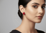 Natural Red Agate Stud Earrings - Image 2