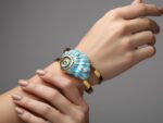 Blue Enamel Shell Bangle (PVD Gold Plated) - Image 2