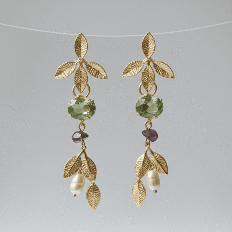 natural agate gemstone gold plated stainless steel earrings for women in pakistan