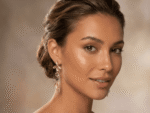 Green Crystal Leaf Drop Earrings - Image 2