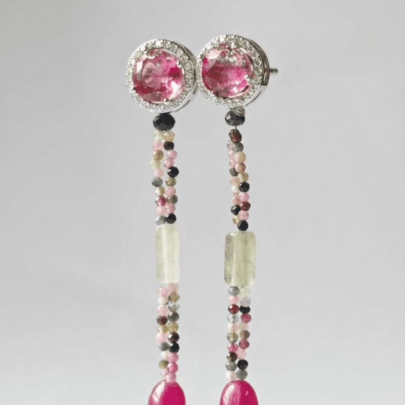 natural gemstones ruby, sapphire, tourmaline and emerald earrings for women in pakistan by dango