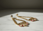 Pearl & Tourmaline Leaf Drop Earrings - Image 3