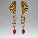 natural ruby gold plated stainless steel earrings for women in pakistan
