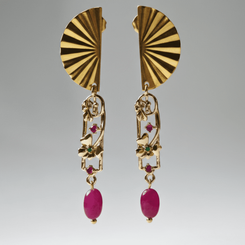natural ruby gold plated stainless steel earrings for women in pakistan