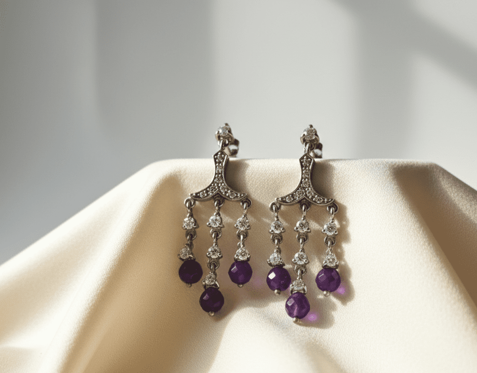 silver earrings pakistan 925 sterling silver earrings with natural amethyst in pakistan by dango
