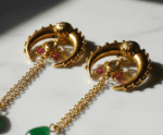natural green jade gold plated stainless steel ethnic earrings for women in pakistan by dango