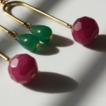 natural jade and ruby gemstone gold plated steel earrings for women in pakistan
