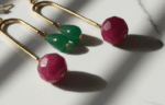 natural jade and ruby gemstone gold plated steel earrings for women in pakistan