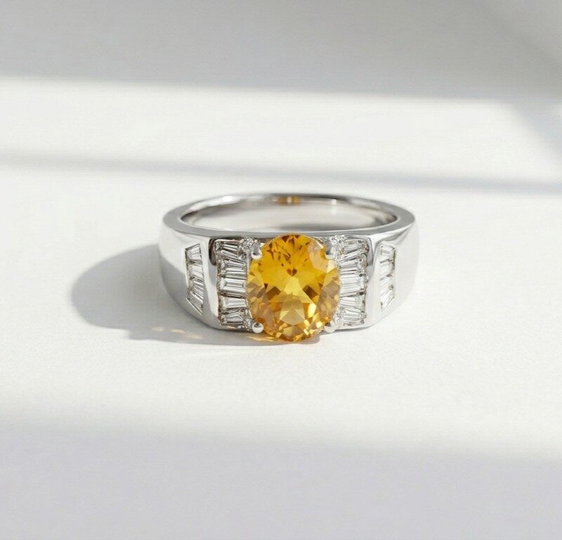natural yellow Topaz sterling silver Ring for men and women Pakistan by dango
